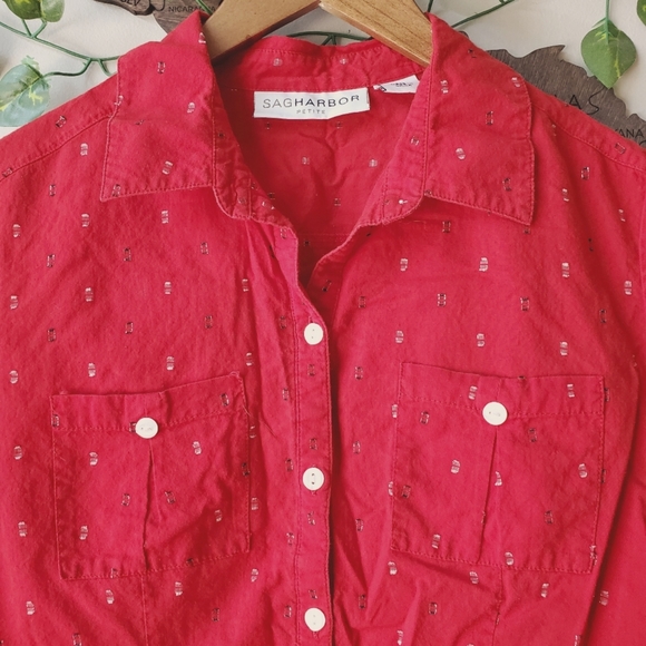 90s Style Red Button-down Top - Picture 3 of 6